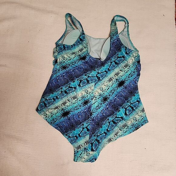 Catalina turquoise/blue snake print swimsuit - Picture 7 of 9